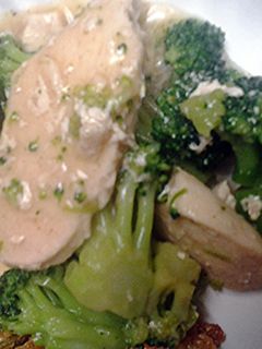 A picture of Chicken and broccoli.