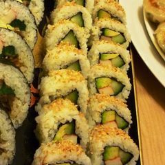 A picture of California Rolls.