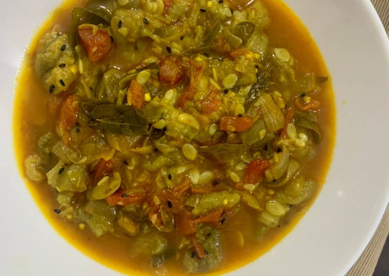 Turaii (Ridge gourd) with kalonji and curry leaf