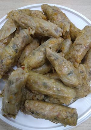A picture of Stuffed Cabbage Rolls with Ghee.