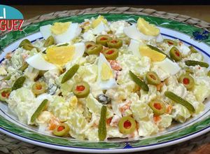 Foto principal de Ensaladilla de patatas con pollo y mayonesa sin huevo (Lactonesa)