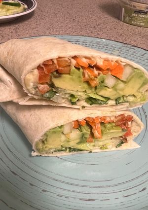 A picture of Hummus and Avocado Wrap 🥑 🌯.