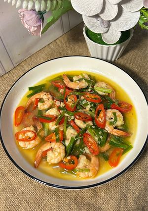 Foto resep Tumis Udang Daun Bawang