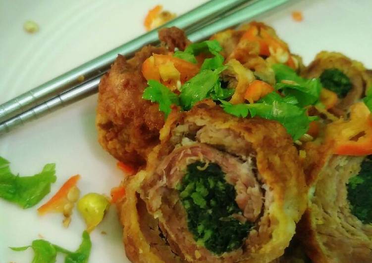 Cara Bikin Beef roll isi bayam yang Enak