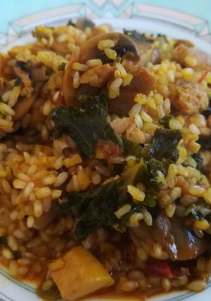 Una foto de Arroz Integral Mar y mount con kale