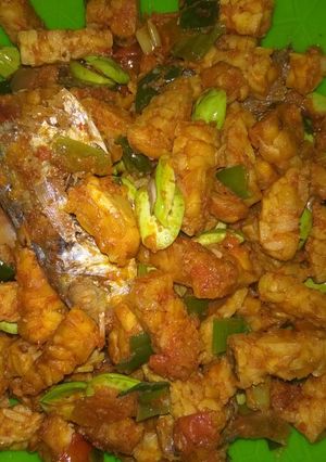 Foto resep Balado tempe ikan asin campur pete
