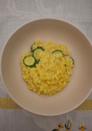 A picture of Risotto with Zucchini and Saffron.