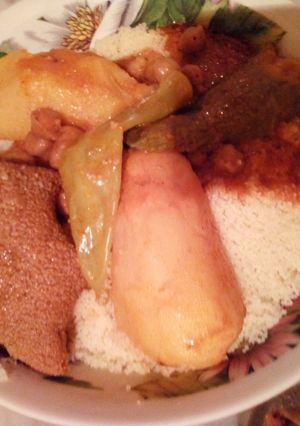 A picture of Couscous with Lamb Tripe (Barbousha with Lamb Tripe).