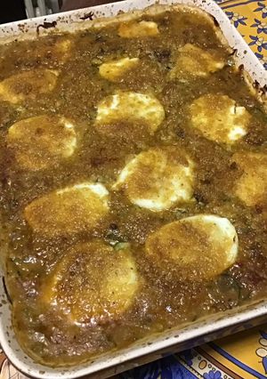 Une photo de Gratin de courgettes aux haricots, tomate et mozzarella