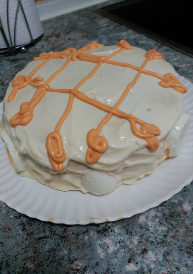 Una foto de Tarta salada de tortitas