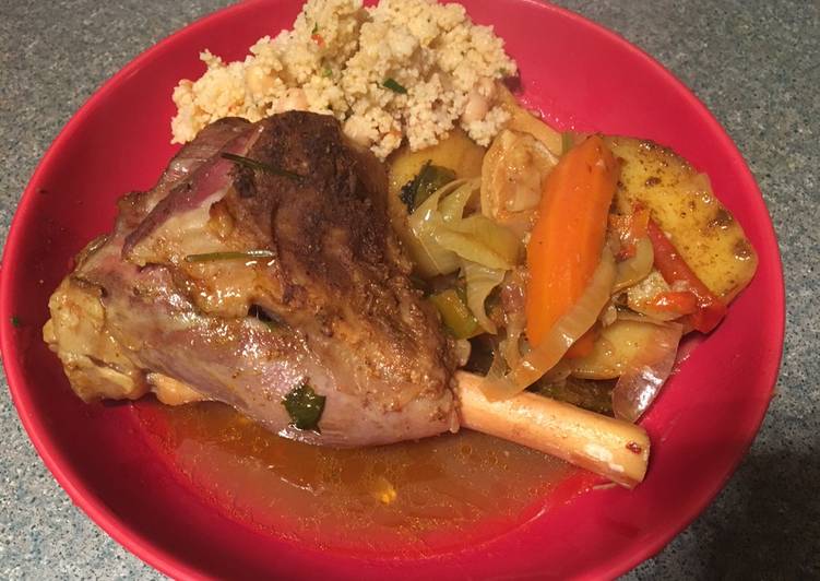 Lamb shank tagine (cooked in a tagine pot)