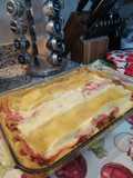 Lasagna de carne y jamón en salsa bechamel y tomate 🍅