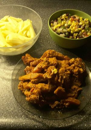 A picture of mexican pork Dutch patattas.