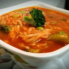 A picture of Dj's Veggies Tomato Soupy Noodles.