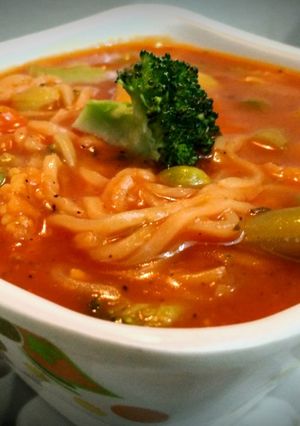 A picture of Dj's Veggies Tomato Soupy Noodles.