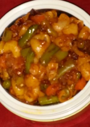 A picture of Mixveg Schezwan pasta.