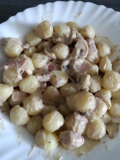 Una foto de Gnocchis con champiñones