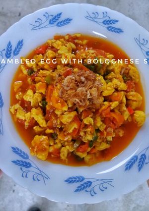 Foto resep Scrambled Egg with Bolognese Sauce (Telur Tomat)
