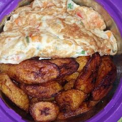 Fried plantain with egg A picture of Fried plantain with egg.