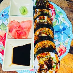 A picture of Homemade Spider Sushi Roll.