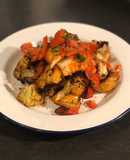 Harissa cod with spiced cauliflower and salsa