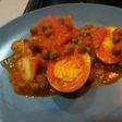 Bacalao con huevo y guisantes