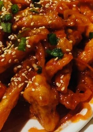 A picture of Honey chilli potato.