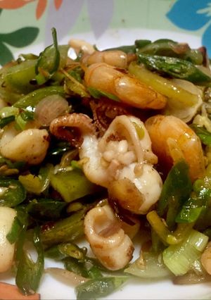 Foto resep Tumis cumi udang cabe ijo