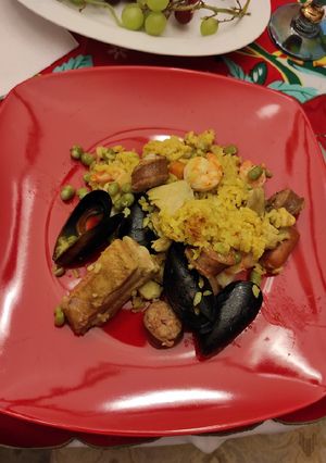 Una foto de Paella