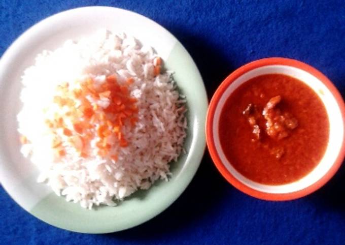 Simple Way to Prepare Super Quick Homemade Beef stew with Garnish white rice