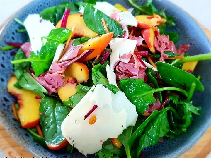 Simple Way Make Recipe Yellow Peach with Smoked Ham Salad that is Delicious, Can Spoil the Tongue}