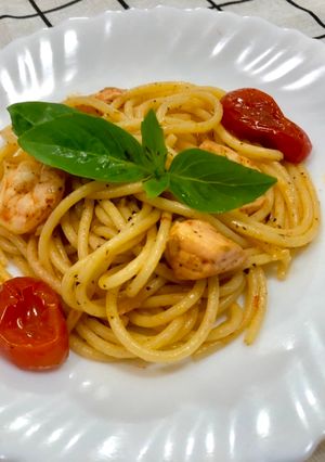 西西里海鮮蕃茄義大利麵 的食譜成品照片