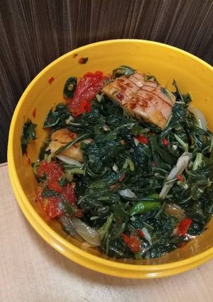Foto resep Tumis daun singkong ikan teri