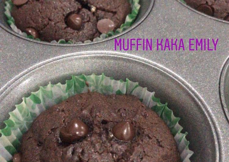 Muffin Coklat Lembab Tanpa Seret