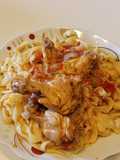 Fideos caseros con salsa de pollo 🤤🥰