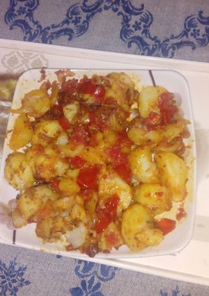 A picture of Boiled potato sabji.