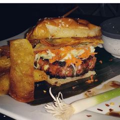 A picture of Grilled Asian Burger Sliders with Spicy Wonton Skins.