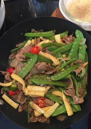 Foto resep Tumis daging jagung Muda bumbu kuning