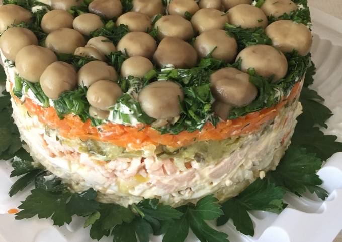 Грибная Поляна Рецепт С Фото Курицей