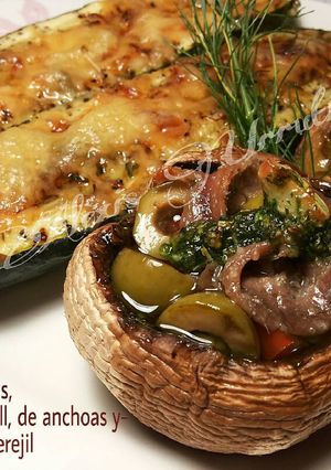 Una foto de Champiñones rellenos de anchoas caseras