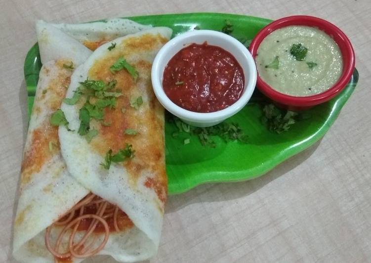 Recipe of Quick Schezwan Chinese Dosa