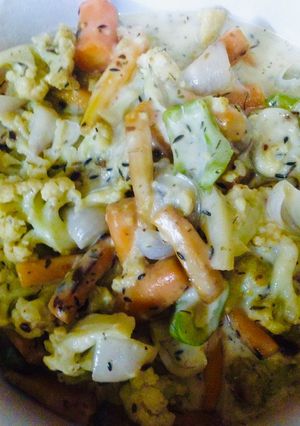 A picture of Creamy mixed vegetables.