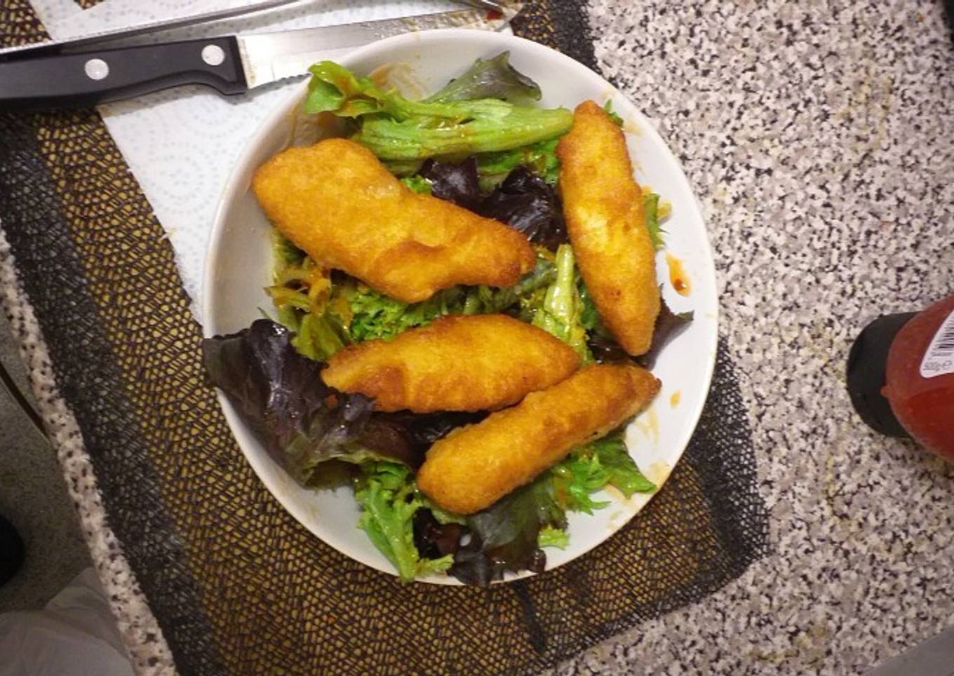 Air fried fish with sweet chilli leafs