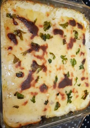 صورة لوصفة 🍆🥔صينية البطاطا والباذنجان بالبيشاميل🍆🥔