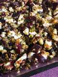 Roasted Shaved Brussels Sprouts, Beets, Turkey Bacon and Fresh Mozzarella Curd
