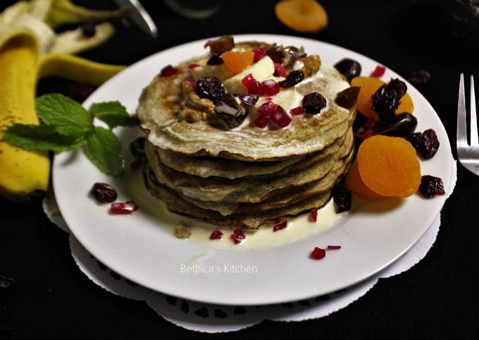 Banana & Dry Fruits Pancakes Recipe