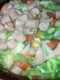 Una foto de Salchichas en salpicón VEGETARIANAS