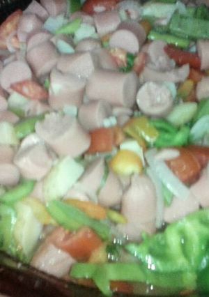 Una foto de Salchichas en salpicón VEGETARIANAS