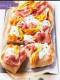 Focaccia crudoe fiori di zucca