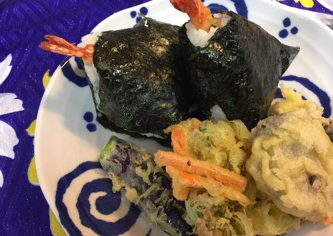 Simple Way to Prepare Homemade Shrimp Tempura Onigiri (Rice Ball)